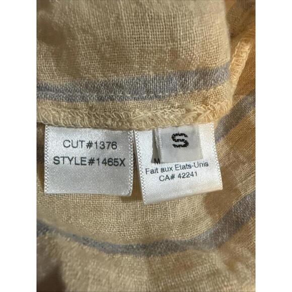 Stark X Striped Small 100% Linen Minimalist Organic Luxury Natural Blouse Small - Picture 4 of 15